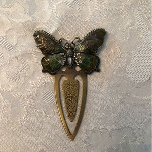 Vintage Butterfly Metal Page Clip with Green Accents